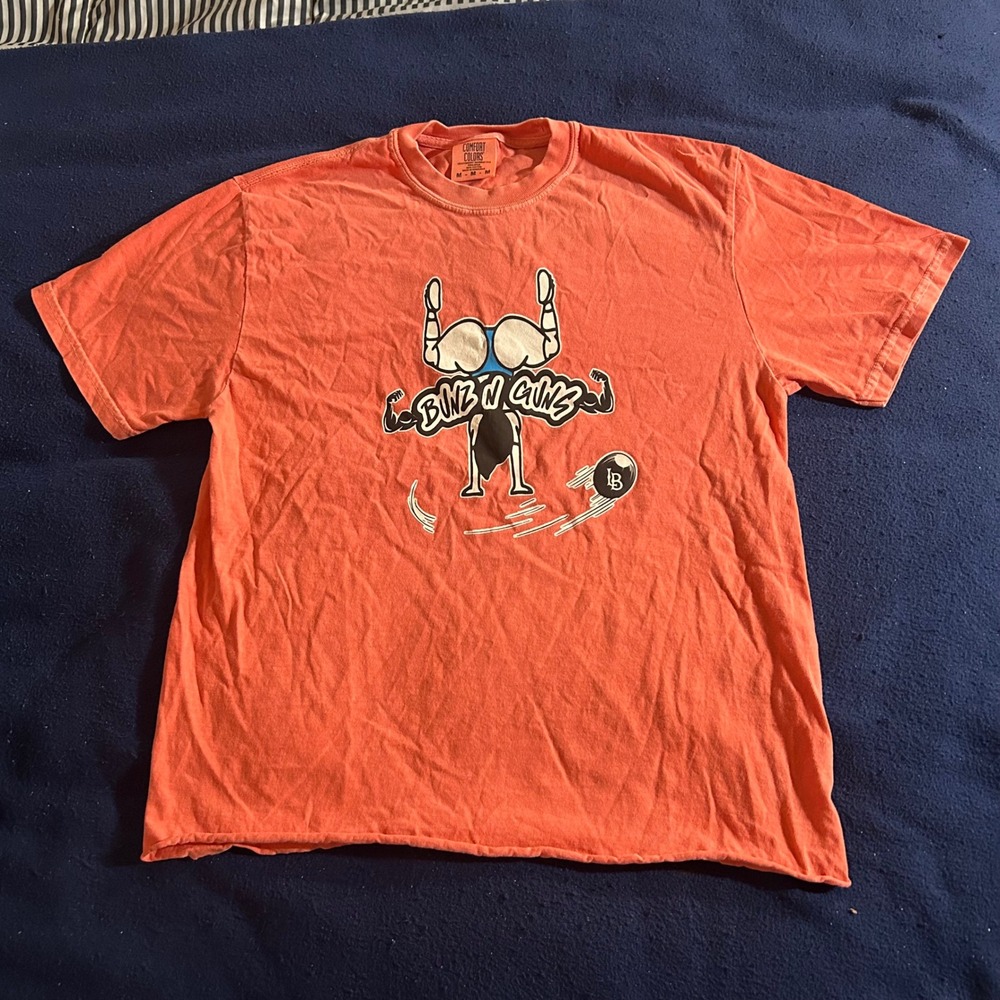 Comfort Colors Bunz N Guns Graphic T-Shirt Orange 100 Celseeius 3 Medium